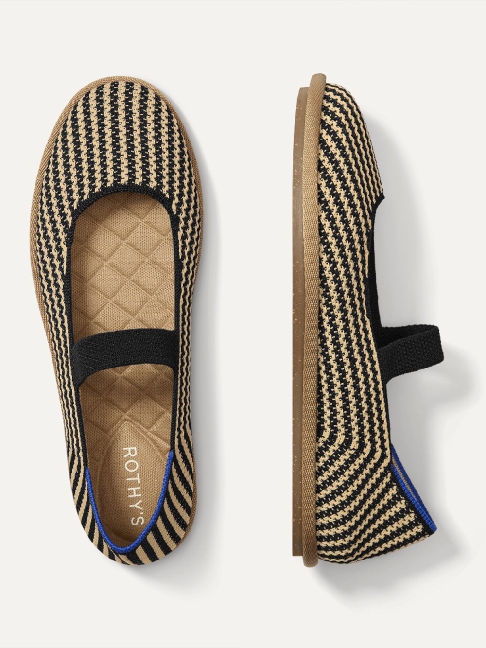 Rothy's The Cruiser Mary Jane - Toffee Stripe Size 11.5